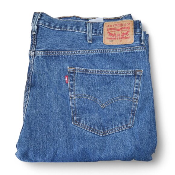Levis 550 Relaxed Fit Tapered Leg Denim Jeans Men's Size 48x30 Stonewashed Blue - Picture 11 of 11